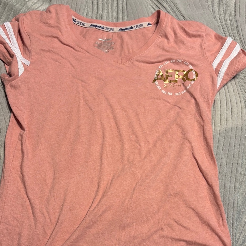 Aeropostale Pink T-Shirt with Gold Logo
